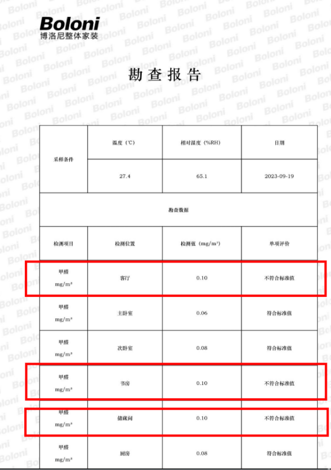 百万家尊龙d88用现金装甲醛超标博洛尼全屋定制遭投诉